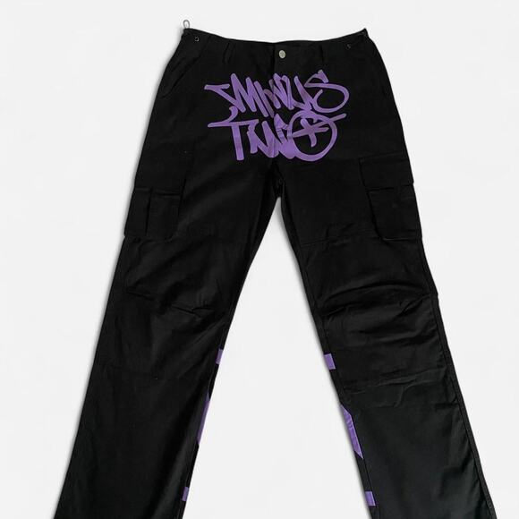 Minus Two black / purple cargo pants - size XL - Picture 2 of 5